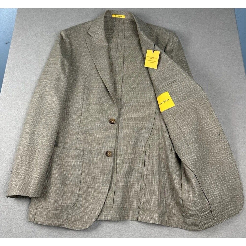 Hickey Freeman NWT Men 38R Classic Fit Beige Blazer Wool Business Casual Career
